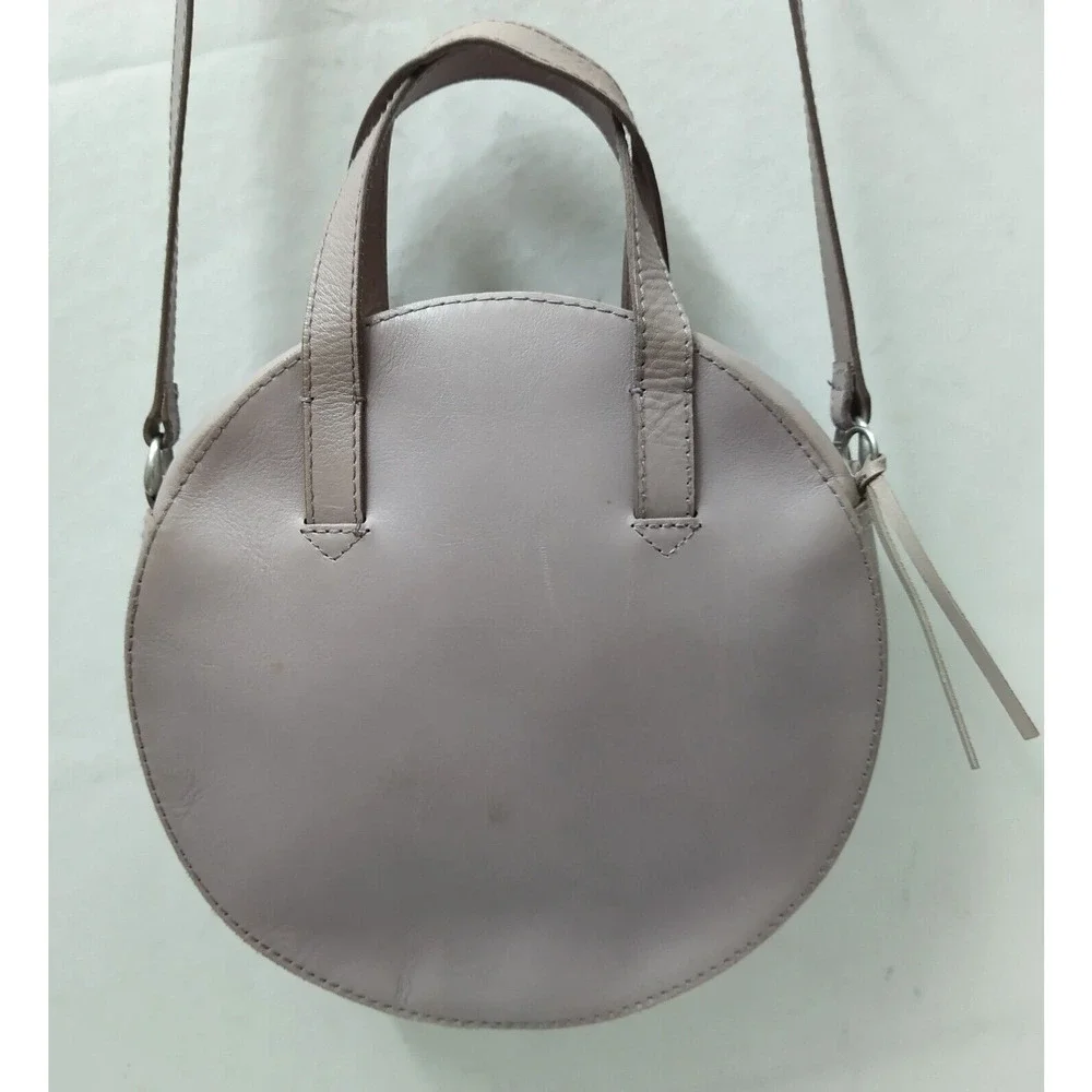 Madewell Light Purple Leather Round Shape Zipper Satchel Crossbody Bag